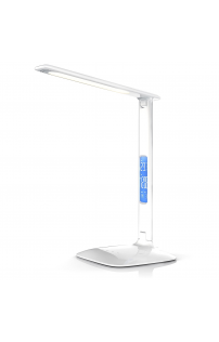 Brandson fehér LED asztali olvasó lámpa beépitett digitális óraval és hőmérővel